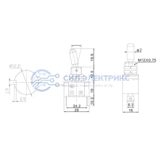 фото Тумблер 12V 20А (3c) ON-OFF однополюсный с желтой LED подсветкой (ASW-07D) REXANT