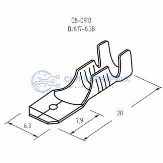 фото Клемма плоская штекер 6.3 мм 0.75-1.5 мм² (РП-п 1.5-(6.3) L = 20 мм) REXANT