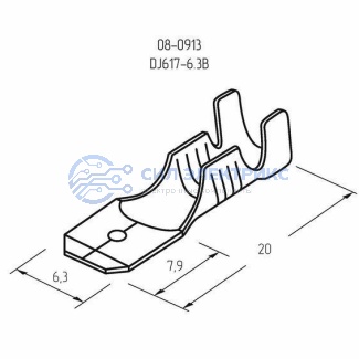 фото Клемма плоская штекер 6.3 мм 0.75-1.5 мм² (РП-п 1.5-(6.3) L = 20 мм) REXANT