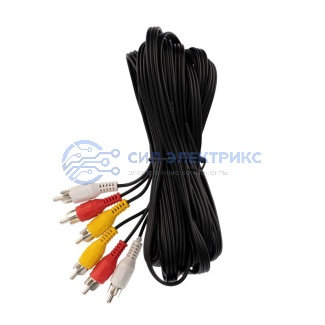 Шнур 3 RCA - 3 RCA, 5м, черный REXANT фото Шнур 3 RCA - 3 RCA, 5м, черный REXANT