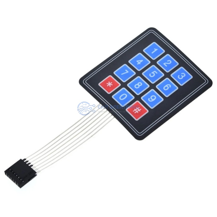 Клавиатура KB-12-3x4-MEM, 12 кнопок, 3x4, мембранная, 5V фото Клавиатура KB-12-3x4-MEM, 12 кнопок, 3x4, мембранная, 5V
