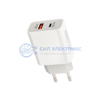 Сетевое зарядное устройство REXANT USB-A+USB-C адаптер, 18W белое фото Сетевое зарядное устройство REXANT USB-A+USB-C адаптер, 18W белое