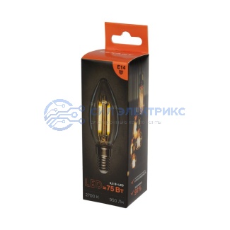 фото Лампа филаментная Свеча CN35 9,5Вт 950Лм 2700K E14 прозрачная колба REXANT