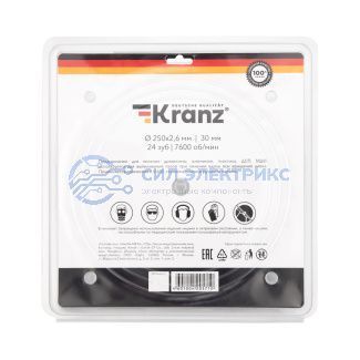 Диск пильный 250 мм х 24 зуб х 30 мм KRANZ фото Диск пильный 250 мм х 24 зуб х 30 мм KRANZ