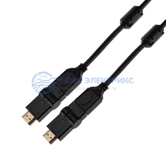 Шнур HDMI - HDMI 1,4, 2м, Gold, с фильтрами, угловой 360° REXANT фото Шнур HDMI - HDMI 1,4, 2м, Gold, с фильтрами, угловой 360° REXANT
