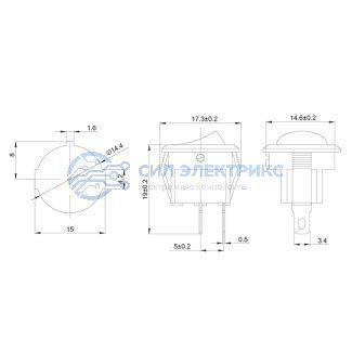 фото Выключатель клавишный круглый 250V 3А (2с) ON-OFF красный Micro (RWB-105, SC-214) REXANT