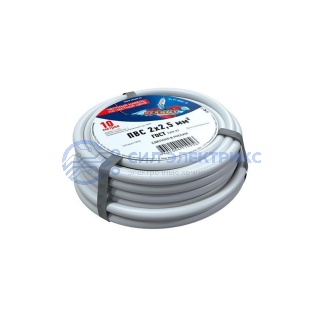 фото Провод соединительный ПВС 2x2,5 мм², длина 10 метров, ГОСТ 7399-97 REXANT