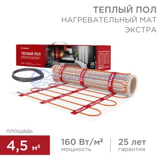 фото Теплый пол, нагревательный мат Extra 4,5м², 0,5х9м, 720Вт двухжильный REXANT