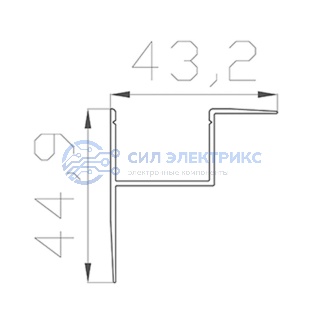 фото Профиль алюминиевый накладной 43х45 мм 2 м (заказывать отдельно рассеиватель 146-251, заглушки 146-217-1) REXANT