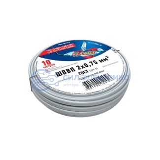 фото Провод ШВВП 2х0,75 мм², длина 10 метров, ГОСТ 7399-97 REXANT