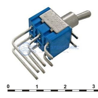 фото Микротумблер MTS-203-C4, ON-OFF-ON, DPDT, 3 А, 250 В, 20 мОм