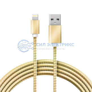 Кабель USB-A – Lightning для Apple, 2,4А, 1м, в золотой металлической оплетке REXANT фото Кабель USB-A – Lightning для Apple, 2,4А, 1м, в золотой металлической оплетке REXANT