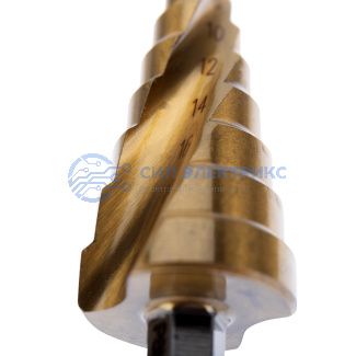 Сверло по металлу ступенчатое ТИТАН 4,0-20,0 мм 76 mm 65 HRC Р6М5 TiN Kranz фото Сверло по металлу ступенчатое ТИТАН 4,0-20,0 мм 76 mm 65 HRC Р6М5 TiN Kranz