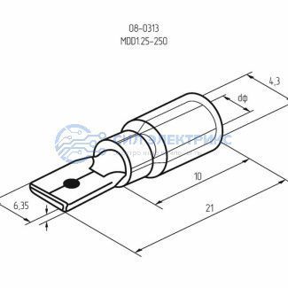 фото Клемма плоская изолированная РПи-п 1.5-(6.3)/РпИп 1,25-6-0,8 штекер 6.3 мм 0.5-1.5 мм² красная REXANT
