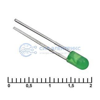 фото Светодиод 3 mm green 30 mCd 20