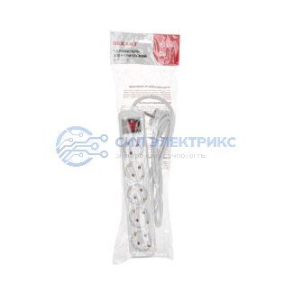 фото Удлинитель STANDARD 5 гнезд, 1,5м, 3х1,0мм², с/з, с выключателем, белый REXANT