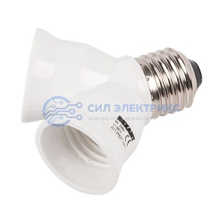 фото Разветвитель цокольный Е27-2хЕ27 белый REXANT