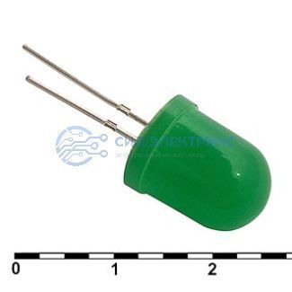 фото Светодиод 10 mm green 30 mCd 20