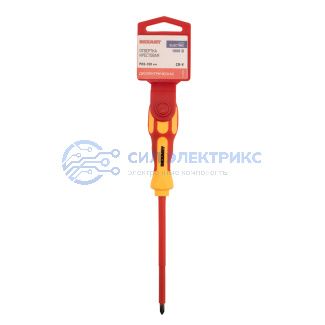 Отвертка крестовая диэлектрическая PH0х100мм, до 1000В, двухкомпонентная рукоятка REXANT фото Отвертка крестовая диэлектрическая PH0х100мм, до 1000В, двухкомпонентная рукоятка REXANT