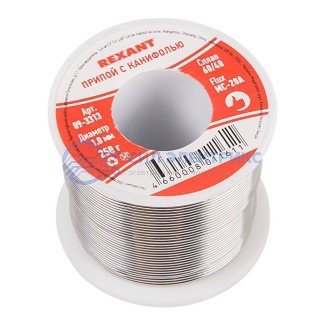 фото Припой с канифолью, 250г, Ø1мм, (олово 60%, свинец 40%), катушка REXANT