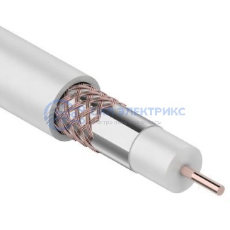 фото Кабель коаксиальный Кабель коаксиальный RG-6U+Cu, 75 Ом, Cu/Al/Cu, 64%, 305 м, INDOOR, белый, REXANT