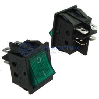 Клавишный переключатель KCD4-201N-C3-G/4P, on-off, зеленый, номинальное напряжение 250 В, ток 6 А фото Клавишный переключатель KCD4-201N-C3-G/4P, on-off, зеленый, номинальное напряжение 250 В, ток 6 А